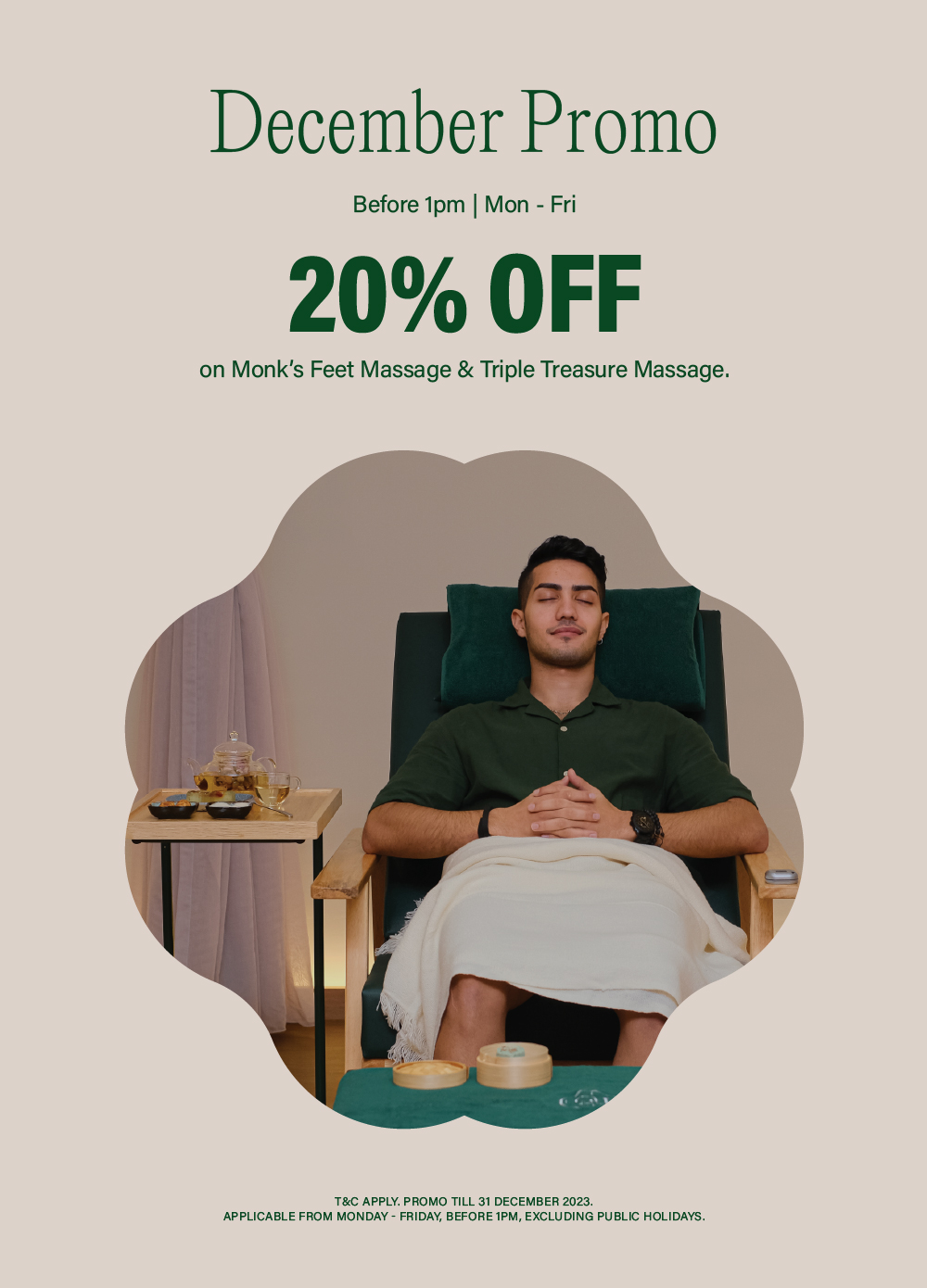 December Promotion: 20% Off Monk’s Feet & Triple Treasure Massage