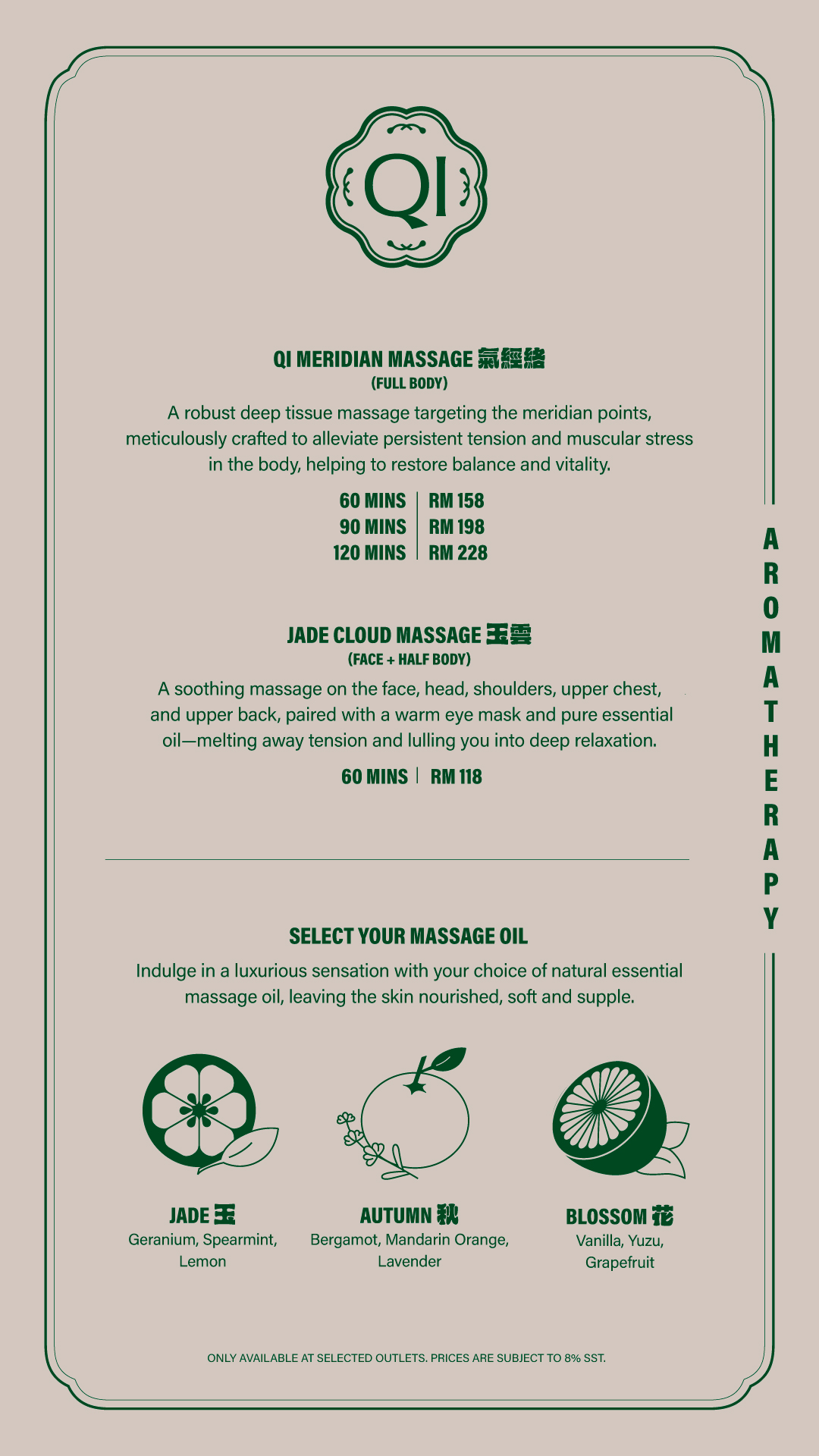 Qi Odyssey Treatment Menu